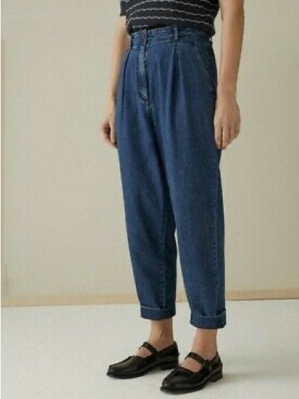 TOAST Felix Indigo medium wash Denim Trousers style pockets Jeans ankle taper 14